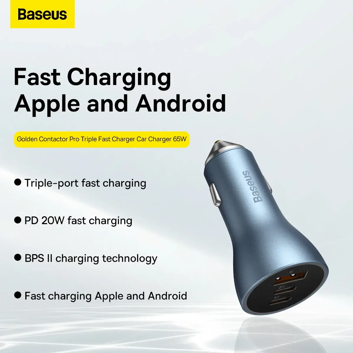 Baseus Golden Contactor Pro Triple Fast Charger Car Charger 65W U+2C -CGJP010013
